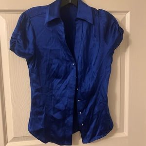 Blue silk button down
